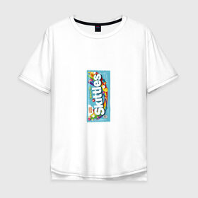 Мужская футболка хлопок Oversize с принтом Skittles | Голубой в Рязани, 100% хлопок | свободный крой, круглый ворот, “спинка” длиннее передней части | blue | freeze pop | limited edition | skittles | скитлс