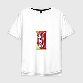 Мужская футболка хлопок Oversize с принтом Skittles | Красный в Рязани, 100% хлопок | свободный крой, круглый ворот, “спинка” длиннее передней части | limited edition | long lost time | red | skittles | красный | скитлс