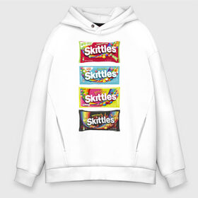 Мужское худи Oversize хлопок с принтом Skittles | Разнообразие в Рязани, френч-терри — 70% хлопок, 30% полиэстер. Мягкий теплый начес внутри —100% хлопок | боковые карманы, эластичные манжеты и нижняя кромка, капюшон на магнитной кнопке | 4 штуки | freeze pop | limited edition | long lost time | original | skittles | sweet heat | sweet sours | желтый | красный | ориджинл | разнообразие | синий | скитлс | черный