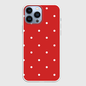 Чехол для iPhone 13 Pro Max с принтом Белый горошек на красном фоне в Рязани,  |  | Тематика изображения на принте: geometric | graphic | row | абстракция | геометрические фигуры | горошек | крапинки | красный | круги | пунктиры | точки | узоры spot | фон