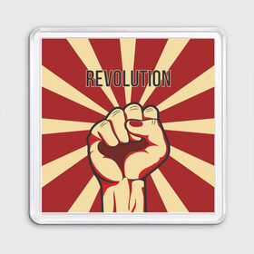 Магнит 55*55 с принтом Революция в Рязани, Пластик | Размер: 65*65 мм; Размер печати: 55*55 мм | revolution | кулак | поднятый кулак | революция