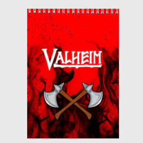 Скетчбук с принтом VALHEIM в Рязани, 100% бумага
 | 48 листов, плотность листов — 100 г/м2, плотность картонной обложки — 250 г/м2. Листы скреплены сверху удобной пружинной спиралью | coffee stain | valheim | vikings | вальхайм | вальхеим | вальхейм. | викинги | выживание | гарпун бездны | мечи