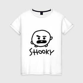 Женская футболка хлопок с принтом SHOOKY | BTS в Рязани, 100% хлопок | прямой крой, круглый вырез горловины, длина до линии бедер, слегка спущенное плечо | army | bangtan boys | bt21 | bts | bts stickers | chimmy | cooky | k pop | koya | mang | monster | rap monster | rapmon | rj | rm | shooky | tata | van | бтс | ви | джей хоуп | джонгук | кейпоп | реп монстр | стикеры bts | сюга | чимин | чин