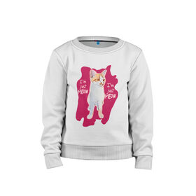 Детский свитшот хлопок с принтом The shusha cat в Рязани, 100% хлопок | круглый вырез горловины, эластичные манжеты, пояс и воротник | cat | shusha | брызги | кошка | краска | розовый