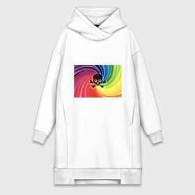 Платье-худи хлопок с принтом Радужный череп в Рязани,  |  | colorful | rainbow | skull | swirl | водоворот | радуга | разноцветный | череп