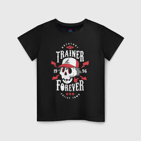 Детская футболка хлопок с принтом TRAINER FOREVER | ПОКЕМОНЫ в Рязани, 100% хлопок | круглый вырез горловины, полуприлегающий силуэт, длина до линии бедер | doodling | pikachu | pokemon | textures | дудлинг | желтый покемон | пика пика | пикачу | покемон | покемоны | стикербомбинг | текстуры | фон