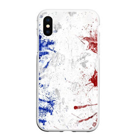 Чехол для iPhone XS Max матовый с принтом BLUE WHITE & RED в Рязани, Силикон | Область печати: задняя сторона чехла, без боковых панелей | Тематика изображения на принте: abstraction | france | texture | абстракция | арт | белый | взрыв | дизайн | искусство | капли | кляксы | краска | красный | красочный | разводы | синий | текстура | флаг | флаг франции | франция | холст | цвета | эмоции