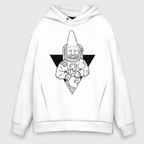 Мужское худи Oversize хлопок с принтом Gnome Chompski Astronaut в Рязани, френч-терри — 70% хлопок, 30% полиэстер. Мягкий теплый начес внутри —100% хлопок | боковые карманы, эластичные манжеты и нижняя кромка, капюшон на магнитной кнопке | garden gnome | gnome alone | little rocket man | гном чомски | маленький космонавт | один гнома | садовый гном