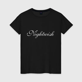 Женская футболка хлопок с принтом Nightwish Logo в Рязани, 100% хлопок | прямой крой, круглый вырез горловины, длина до линии бедер, слегка спущенное плечо | bye bye beautiful | ghost love score | logo | nemo | nightwish | over the hills and far away | phantom of the opera | reaction | sleeping sun | wish i had an angel | wishmaster | белый | лого | логотип | найтвиш