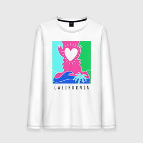 Мужской лонгслив хлопок с принтом CALIFORNIA в Рязани, 100% хлопок |  | california | love | закат | калифорния | любовь | пляж | поцелуй | романтика