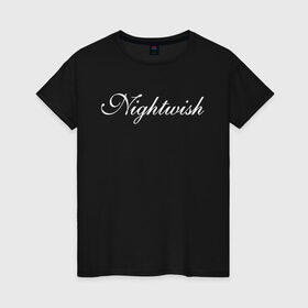 Женская футболка хлопок с принтом Nightwish Logo / Найтвиш (Z) в Рязани, 100% хлопок | прямой крой, круглый вырез горловины, длина до линии бедер, слегка спущенное плечо | Тематика изображения на принте: music | night wish | nightwish | nuclear blast | rock | spinefarm | лого | музыка | найт виш | найтвиш | рок | симфоник метал | тарья турунен | флор янсен