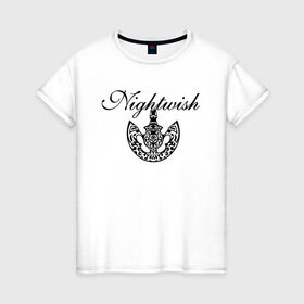 Женская футболка хлопок с принтом Nightwish Logo / Найтвиш (Z) в Рязани, 100% хлопок | прямой крой, круглый вырез горловины, длина до линии бедер, слегка спущенное плечо | music | night wish | nightwish | nuclear blast | rock | spinefarm | лого | музыка | найт виш | найтвиш | рок | симфоник метал | тарья турунен | флор янсен