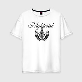 Женская футболка хлопок Oversize с принтом Nightwish Logo / Найтвиш (Z) в Рязани, 100% хлопок | свободный крой, круглый ворот, спущенный рукав, длина до линии бедер
 | music | night wish | nightwish | nuclear blast | rock | spinefarm | лого | музыка | найт виш | найтвиш | рок | симфоник метал | тарья турунен | флор янсен