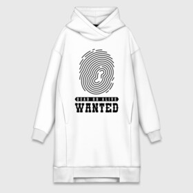 Платье-худи хлопок с принтом Wanted в Рязани,  |  | dead or alive | wanted | живой или мёртвый | отпечаток пальца | разыскивается | розыск