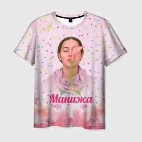 Мужская футболка 3D с принтом Манижа Manizha в Рязани, 100% полиэфир | прямой крой, круглый вырез горловины, длина до линии бедер | Тематика изображения на принте: manizha | далеровна | душанбе | евровидение | евровидение 2021 | манижа | певица | таджикистан | хамраева