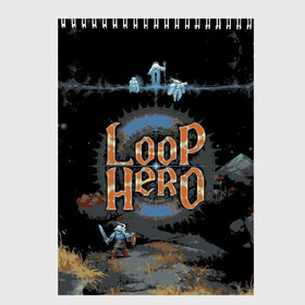 Скетчбук с принтом Loop Hero в Рязани, 100% бумага
 | 48 листов, плотность листов — 100 г/м2, плотность картонной обложки — 250 г/м2. Листы скреплены сверху удобной пружинной спиралью | games | knight | loop hero | magic | rogue like | russia | steam | sword | герой петли | игры | магия | меч | рогалик | россия | рыцарь | стим