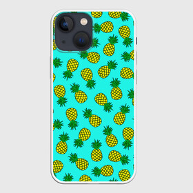 Чехол для iPhone 13 mini с принтом Ананасы аква в Рязани,  |  | ananas | aqua | exotic | food | pineapple | summer | tropical | аква | ананасики | ананасы | десерт | джунгли | еда | лето | листья | море | овощи | океан | острова | отпуск | пальмы | плоды | пляж | растения | тропики | тропические