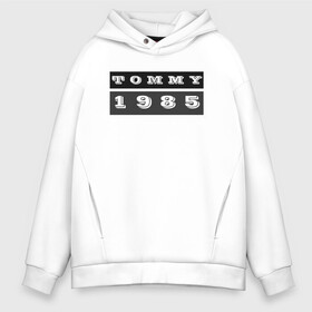 Мужское худи Oversize хлопок с принтом Tommy 1985 в Рязани, френч-терри — 70% хлопок, 30% полиэстер. Мягкий теплый начес внутри —100% хлопок | боковые карманы, эластичные манжеты и нижняя кромка, капюшон на магнитной кнопке | Тематика изображения на принте: 1985 | black white | tommy | tommy hilfiger | tommy jeans | лого | минимализм | томми | томми джинс | томми хилфигер | хилфигер | черно белое