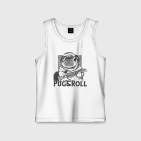 Детская майка хлопок с принтом Pug & Roll в Рязани,  |  | dog | drawing | guitar | music | pop art | pug | rock and roll | гитара | мопс | музыка | очки | пес | поп арт | рисунок | рок н ролл | собака