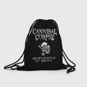 Рюкзак-мешок 3D с принтом Cannibal Corpse в Рязани, 100% полиэстер | плотность ткани — 200 г/м2, размер — 35 х 45 см; лямки — толстые шнурки, застежка на шнуровке, без карманов и подкладки | cannibal corpse | kreator | punk rock | slayer | sodom | анархия | блэк метал | гаражный рок | гранж | дэт метал | металл | панк рок | рок музыка | рок н ролл | рокер | треш метал | труп каннибал | тяжелый рок | хард рок