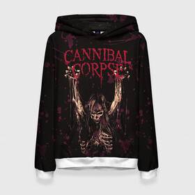 Женская толстовка 3D с принтом Cannibal Corpse | Skeleton в Рязани, 100% полиэстер  | двухслойный капюшон со шнурком для регулировки, мягкие манжеты на рукавах и по низу толстовки, спереди карман-кенгуру с мягким внутренним слоем. | blood | bones | cannibal corpse | skeleton | skull | кости | кровь | скелет | труп каннибала | череп