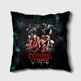 Подушка 3D с принтом Cannibal Corpse в Рязани, наволочка – 100% полиэстер, наполнитель – холлофайбер (легкий наполнитель, не вызывает аллергию). | состоит из подушки и наволочки. Наволочка на молнии, легко снимается для стирки | canibal corpse | cannibal corpse | death metal | группы | дэт метал | канибал корпс | метал | рок