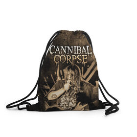 Рюкзак-мешок 3D с принтом Cannibal Corpse в Рязани, 100% полиэстер | плотность ткани — 200 г/м2, размер — 35 х 45 см; лямки — толстые шнурки, застежка на шнуровке, без карманов и подкладки | canibal corpse | cannibal corpse | death metal | группы | дэт метал | канибал корпс | метал | рок