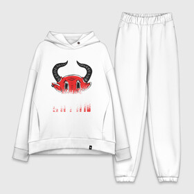 Женский костюм хлопок Oversize с принтом Не сегодня Сатана в Рязани,  |  | devil | diablo | english | hell | lettering | lucifer | not today satan | red devil | retro | satan | vintage | ад | английский язык | винтаж | грустный дьявол | дьябло | леттеринг | люцифер | надпись | повелитель ада | ретро | сатанизм | 