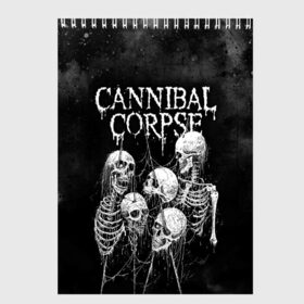 Скетчбук с принтом Cannibal Corpse в Рязани, 100% бумага
 | 48 листов, плотность листов — 100 г/м2, плотность картонной обложки — 250 г/м2. Листы скреплены сверху удобной пружинной спиралью | canibal corpse | cannibal corpse | death metal | группы | дэт метал | канибал корпс | метал | рок