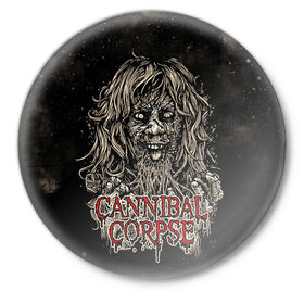 Значок с принтом Cannibal Corpse в Рязани,  металл | круглая форма, металлическая застежка в виде булавки | canibal corpse | cannibal corpse | death metal | группы | дэт метал | канибал корпс | метал | рок