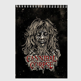 Скетчбук с принтом Cannibal Corpse в Рязани, 100% бумага
 | 48 листов, плотность листов — 100 г/м2, плотность картонной обложки — 250 г/м2. Листы скреплены сверху удобной пружинной спиралью | canibal corpse | cannibal corpse | death metal | группы | дэт метал | канибал корпс | метал | рок