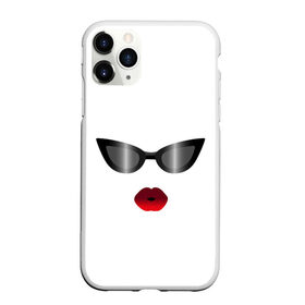 Чехол для iPhone 11 Pro Max матовый с принтом черные очки, красные губы в Рязани, Силикон |  | градиент | для стильных | красные губы | модные очки | помада. | поцелуй | пухлые губы | черные очки