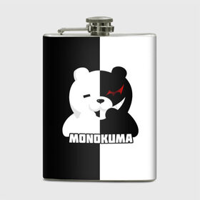 Фляга с принтом MONOKUMA  МОНОКУМА BEAR в Рязани, металлический корпус | емкость 0,22 л, размер 125 х 94 мм. Виниловая наклейка запечатывается полностью | anime | danganronpa | enoshima | junko | monokuma | аниме | джунко | игра | манга | медведь | монокума | робот медведь | эношима