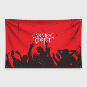 Флаг-баннер с принтом Cannibal Corpse | Труп Каннибала (Z) в Рязани, 100% полиэстер | размер 67 х 109 см, плотность ткани — 95 г/м2; по краям флага есть четыре люверса для крепления | cannibal | cannibal corpse | corpse | death metal | deathgrind | алекс уэбстер | брутальный дэт метал | дэт метал | дэтграйнд | пол мазуркевич | роб барретт | труп каннибала