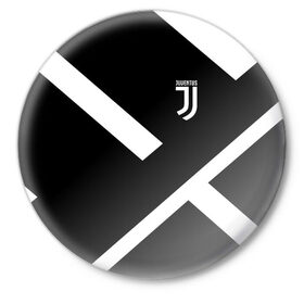 Значок с принтом JUVENTUS / ЮВЕНТУС в Рязани,  металл | круглая форма, металлическая застежка в виде булавки | Тематика изображения на принте: black white | cr7 | fc juventus | football | juve | juventus | ronaldo | sport | бык | роналдо | роналду | спорт | футбол | чёрно белый | ювентус