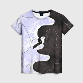 Женская футболка 3D с принтом Инь-Янь в Рязани, 100% полиэфир ( синтетическое хлопкоподобное полотно) | прямой крой, круглый вырез горловины, длина до линии бедер | yin yang | бесконечность | гармония | инь янь | противоположность