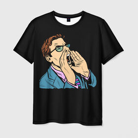 Мужская футболка 3D с принтом МЕМ в Рязани, 100% полиэфир | прямой крой, круглый вырез горловины, длина до линии бедер | art | comic | graffiti | man | meme | pop art | scream | арт | граффити | комикс | крик | мем | мужчина | поп арт