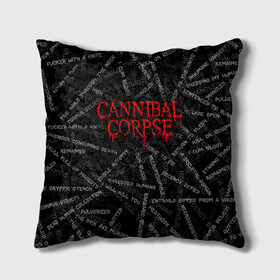 Подушка 3D с принтом Cannibal Corpse | Songs (Z) в Рязани, наволочка – 100% полиэстер, наполнитель – холлофайбер (легкий наполнитель, не вызывает аллергию). | состоит из подушки и наволочки. Наволочка на молнии, легко снимается для стирки | cannibal | cannibal corpse | corpse | death metal | deathgrind | алекс уэбстер | брутальный дэт метал | дэт метал | дэтграйнд | пол мазуркевич | роб барретт | труп каннибала