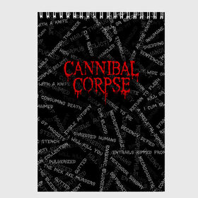 Скетчбук с принтом Cannibal Corpse | Songs (Z) в Рязани, 100% бумага
 | 48 листов, плотность листов — 100 г/м2, плотность картонной обложки — 250 г/м2. Листы скреплены сверху удобной пружинной спиралью | cannibal | cannibal corpse | corpse | death metal | deathgrind | алекс уэбстер | брутальный дэт метал | дэт метал | дэтграйнд | пол мазуркевич | роб барретт | труп каннибала