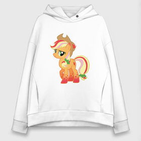 Женское худи Oversize хлопок с принтом My Little Pony - AppleJack в Рязани, френч-терри — 70% хлопок, 30% полиэстер. Мягкий теплый начес внутри —100% хлопок | боковые карманы, эластичные манжеты и нижняя кромка, капюшон на магнитной кнопке | applejack | friendship | mylittlepony | twilight sparkle | waifu | вайфу | дружба это магия | кони | моя маленькая пони | мультфильм | пони | эплджек