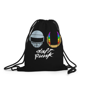 Рюкзак-мешок 3D с принтом Daft Punk в Рязани, 100% полиэстер | плотность ткани — 200 г/м2, размер — 35 х 45 см; лямки — толстые шнурки, застежка на шнуровке, без карманов и подкладки | daft punk | дафт панк | дафт панк арт | дафт панк шлемы | электронная музыка