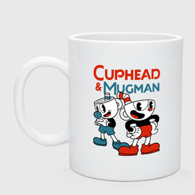 Кружка керамическая с принтом Cuphead & Mugman в Рязани, керамика | объем — 330 мл, диаметр — 80 мм. Принт наносится на бока кружки, можно сделать два разных изображения | cuphead | cuphead  mugman | dont deal with the devil | mugman | игры | капхед | магмен | чашеголовый