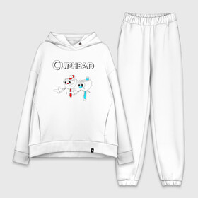 Женский костюм хлопок Oversize с принтом Cuphead в Рязани,  |  | cuphead | tdcuphd | горит пукан | двое | игры | невозможно пройти. | чашки головы | чашкоголовые