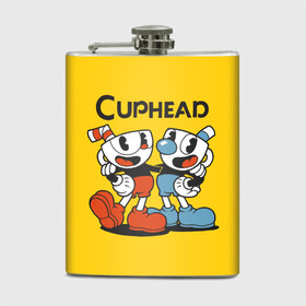 Фляга с принтом CUPHEAD в Рязани, металлический корпус | емкость 0,22 л, размер 125 х 94 мм. Виниловая наклейка запечатывается полностью | run and gun | studiomdhr entertainment | tedcuphd | платформер | чашкоголовый