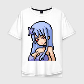 Мужская футболка хлопок Oversize с принтом Pixel art anime girl в Рязани, 100% хлопок | свободный крой, круглый ворот, “спинка” длиннее передней части | anime | art | girl | manga | pixel | аниме | арт | девушка | манга | пиксель