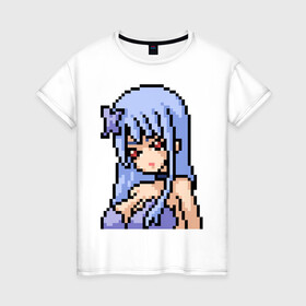 Женская футболка хлопок с принтом Pixel art anime girl в Рязани, 100% хлопок | прямой крой, круглый вырез горловины, длина до линии бедер, слегка спущенное плечо | anime | art | girl | manga | pixel | аниме | арт | девушка | манга | пиксель