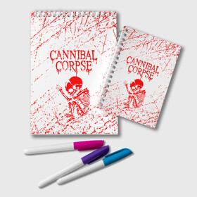 Блокнот с принтом cannibal corpse в Рязани, 100% бумага | 48 листов, плотность листов — 60 г/м2, плотность картонной обложки — 250 г/м2. Листы скреплены удобной пружинной спиралью. Цвет линий — светло-серый
 | cannibal | cannibal corpse | cannibal corpse butchered at birth | cannibal corpse eaten back to life | cannibal corpse hammer smashed face | corpse | death metal | металл | пластинки с металлическим лезвием | рок | труп каннибала