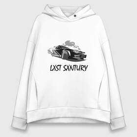 Женское худи Oversize хлопок с принтом LXST SXNTURY в Рязани, френч-терри — 70% хлопок, 30% полиэстер. Мягкий теплый начес внутри —100% хлопок | боковые карманы, эластичные манжеты и нижняя кромка, капюшон на магнитной кнопке | 666 | drift | gdm | japan | memphis | music | nissan | phonk | rap | rds | s15 | silvia | стилов