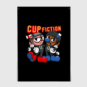 Постер с принтом CUP FICTION в Рязани, 100% бумага
 | бумага, плотность 150 мг. Матовая, но за счет высокого коэффициента гладкости имеет небольшой блеск и дает на свету блики, но в отличии от глянцевой бумаги не покрыта лаком | art | cartoon | cup | cuphead | devil | dice | fiction | game | king | mugman | pulp | the | арт | бос | босс | голова | демон | дьявол | игра | капхед | криминальное | магмен | мультик | мультфильм | платформер | чаша | чашка | человек | черт 