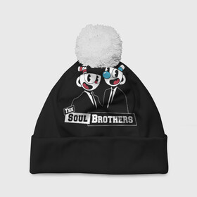 Шапка 3D c помпоном с принтом The Soul Brothers в Рязани, 100% полиэстер | универсальный размер, печать по всей поверхности изделия | Тематика изображения на принте: art | brothers | cartoon | cup | cuphead | devil | dice | game | king | mugman | soul | the | арт | бос | босс | братья | голова | демон | душа | дьявол | игра | капхед | магмен | мультик | мультфильм | платформер | чаша | чашка | человек | чер